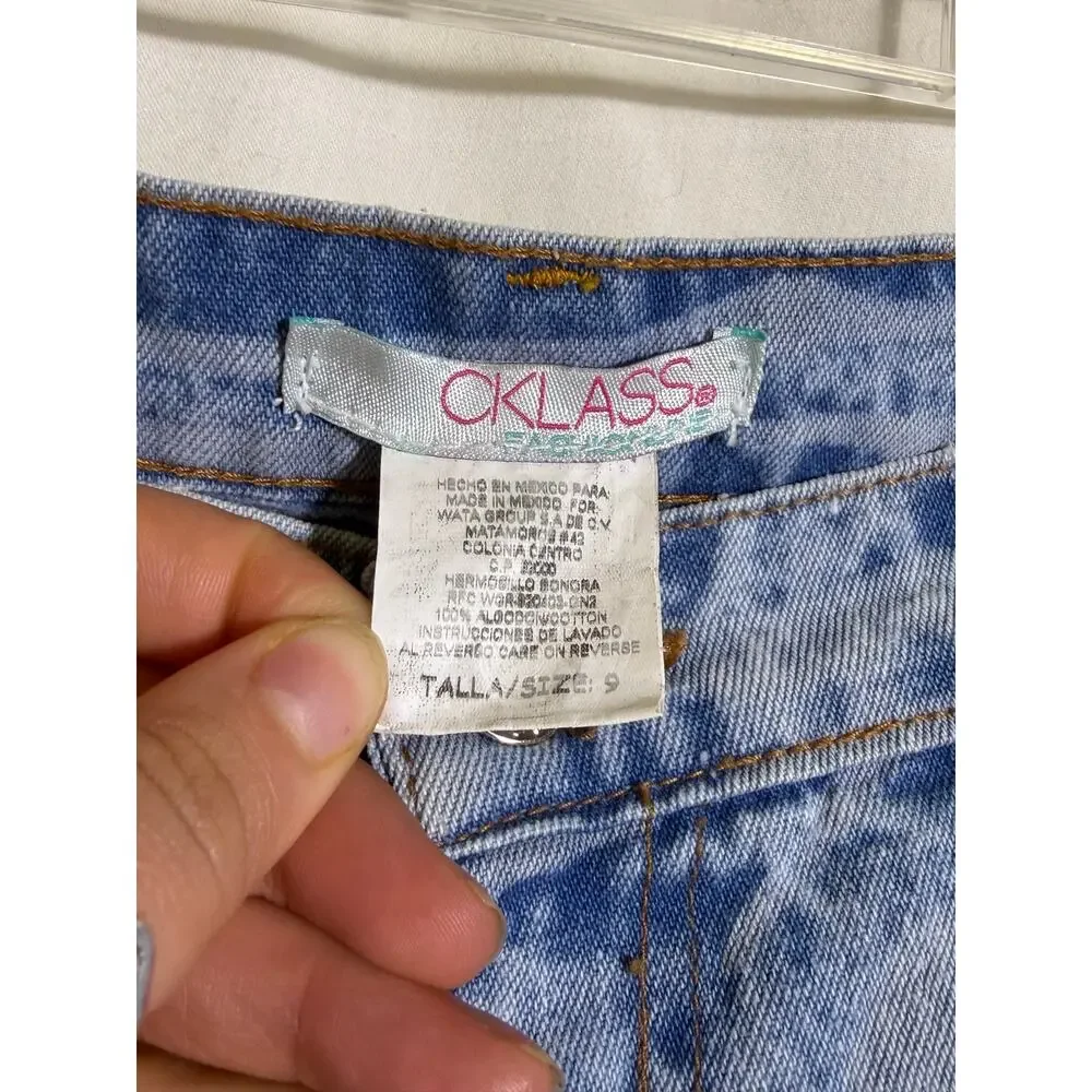 Vintage CKLass Zebra Print Acid Wash Jeans Size 9 Blue High Rise Mom Jeans 90s - Picture 4 of 6